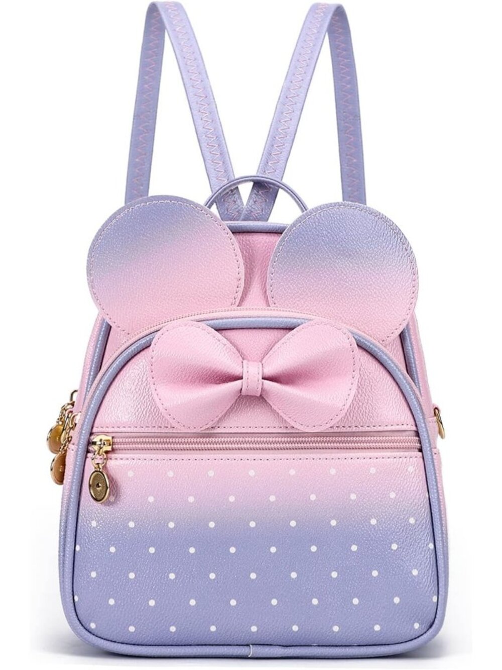 Women Girl Pink Light Purple Mini Backpack Cute Bowknot Convertible Shoulder Bag